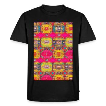 Retro Pattern - Men's Premium Organic T-Shirt - black - Front - Nico (187cm)