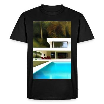 Villa blanche avec piscine - T-shirt Premium bio Homme - noir - Devant - Nico (187cm)