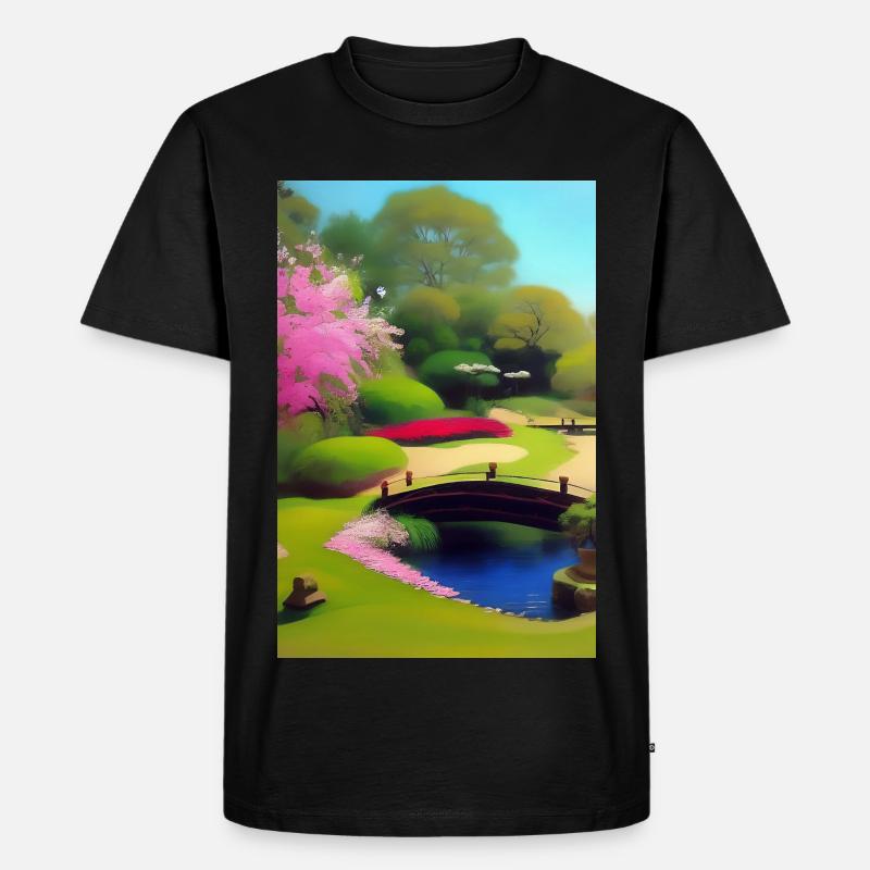 Chinesischer Zen Garten - Männer Premium Bio T-Shirt - Schwarz