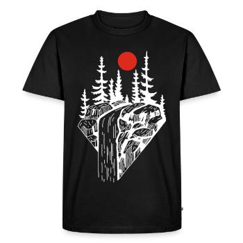 The white waterfall and the red sun - Men's Premium Organic T-Shirt - black - Front - Nico (187cm)