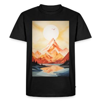 Paysage de Montagne avec coucher de soleil - T-shirt Premium bio Homme - noir - Devant - Nico (187cm)