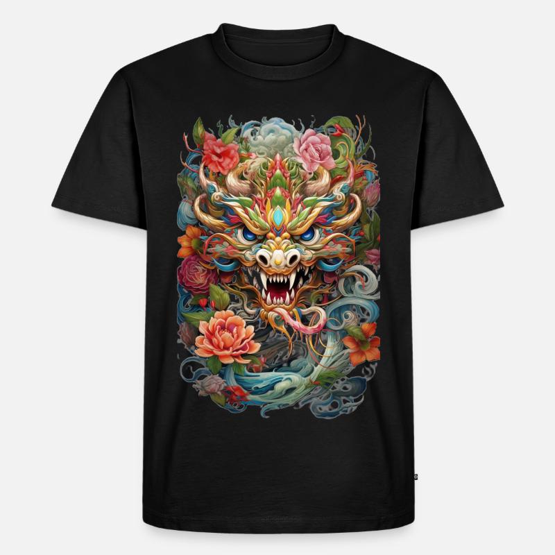Drache - Männer Premium Bio T-Shirt - Schwarz
