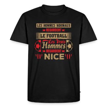 les vrais hommes regardent NICE fans club de foot - T-shirt Premium bio Homme - noir - Devant - Nico (187cm)