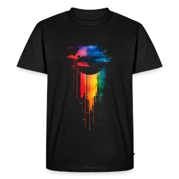 Subtil et cool Dripping Pride drapeau arc en ciel Design - T-shirt Premium bio Homme - noir - Devant - Nico (187cm)