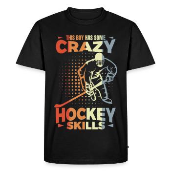 Petit joueur de hockey sur glace - T-shirt Premium bio Homme - noir - Devant - Nico (187cm)