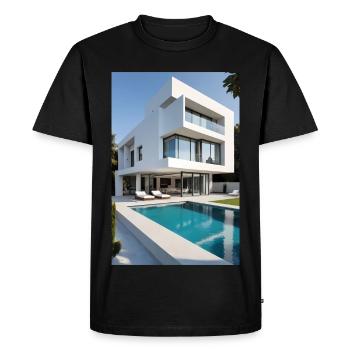 White villa with pool - Men's Premium Organic T-Shirt - black - Front - Nico (187cm)