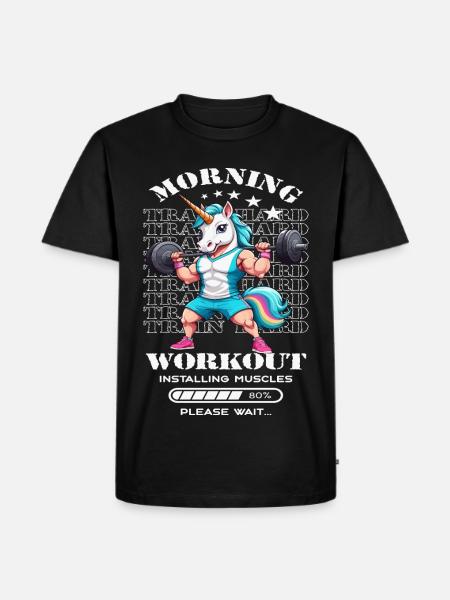Enhjørning morgen træning - Herre Premium økologisk T-shirt - sort