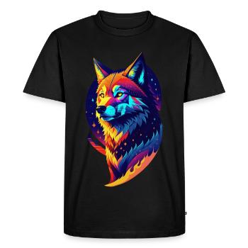 Loup dans la nuit - Décor Multicolore - T-shirt Premium bio Homme - noir - Devant - Nico (187cm)