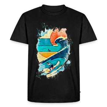Surfer Illustration on the Wave - Fun Surf - Men's Premium Organic T-Shirt - black - Front - Nico (187cm)