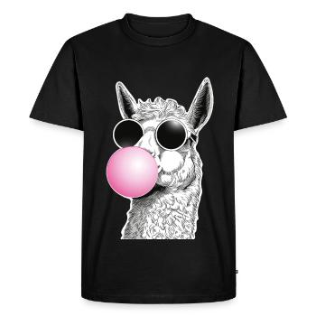 Bubble llama with humorous sunglasses - Men's Premium Organic T-Shirt - black - Front - Nico (187cm)