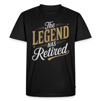 Legend Has Retired Bold Gold & White Typography - Men's Premium Organic T-Shirt - black - Front - Nico (187cm)