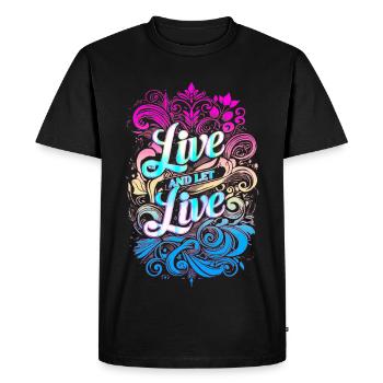Live and Let Live - Vivre et laisser Vivre - Men's Premium Organic T-Shirt - black - Front - Nico (187cm)