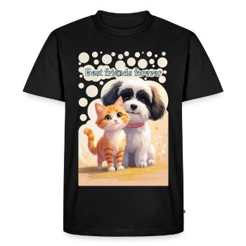 chien et chat animal enfants meilleurs amis pour toujours - T-shirt Premium bio Homme - noir - Devant - Nico (187cm)