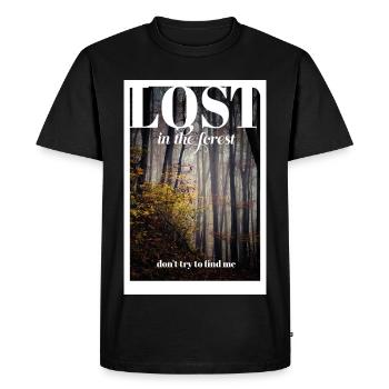 PERDU dans la forêt - T-shirt Premium bio Homme - noir - Devant - Nico (187cm)