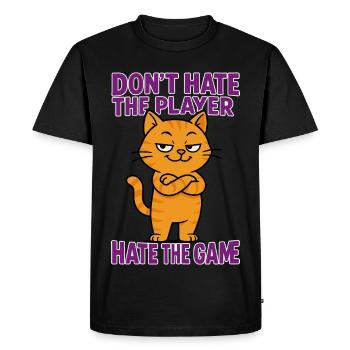 Don't hate the PLAYER – hate the GAME - Men's Premium Organic T-Shirt - black - Front - Nico (187cm)