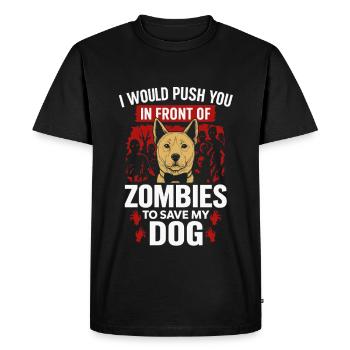 Je te sauverais des zombies – Amour des chiens - T-shirt Premium bio Homme - noir - Devant - Nico (187cm)