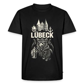 Lübeck Street Vibes - Men's Premium Organic T-Shirt - black - Front - Nico (187cm)