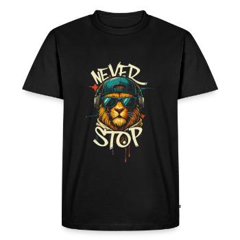 Ne jamais abandonner les graffitis de streetwear pour chats - T-shirt Premium bio Homme - noir - Devant - Nico (187cm)