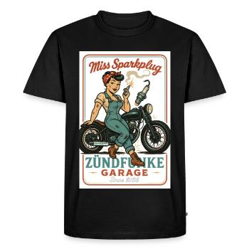 Miss Sparkplug – Zündfunke Garage Queen - Men's Premium Organic T-Shirt - black - Front - Nico (187cm)