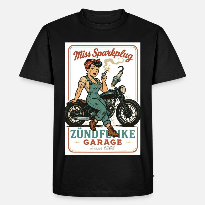 Miss Sparkplug – Zündfunke Garage Queen - Männer Premium Bio T-Shirt - Schwarz