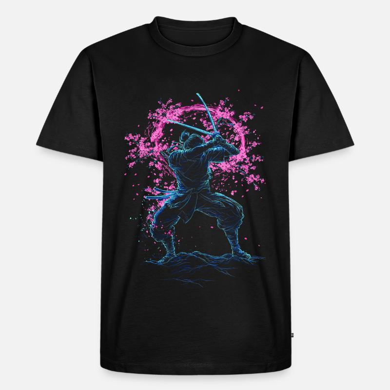 Samurai Sakura Tornado japan - Männer Premium Bio T-Shirt - Schwarz