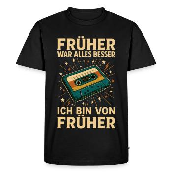 Retro Cassette Design for Nostalgia - Men's Premium Organic T-Shirt - black - Front - Nico (187cm)