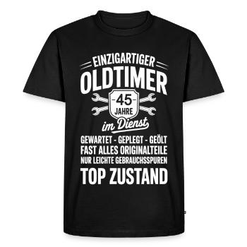 Anniversaire de l’entreprise : 45 ans de service - T-shirt Premium bio Homme - noir - Devant - Nico (187cm)