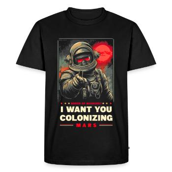 Affiche promotionnelle sur la colonisation de Mars - T-shirt Premium bio Homme - noir - Devant - Nico (187cm)