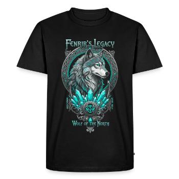 Fenrir Legacy Wolf North Crystal Cyan - Men's Premium Organic T-Shirt - black - Front - Nico (187cm)