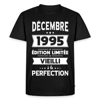 Anniversaire 30 ans - Décembre 1995 Perfection - T-shirt Premium bio Homme - noir - Devant - Nico (187cm)