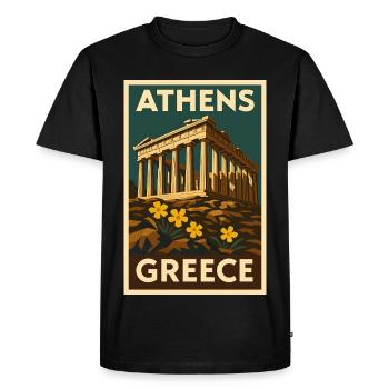 Athènes Grèce – Affiche de voyage rétro Art déco - T-shirt Premium bio Homme - noir - Devant - Nico (187cm)
