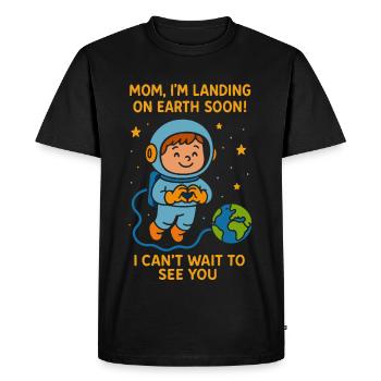 Mom I’m Landing Soon Baby Boy Space Pregnancy  - Men's Premium Organic T-Shirt - black - Front - Nico (187cm)