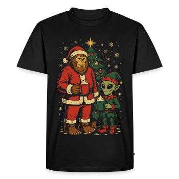 Père Noël Bigfoot Alien Elf Noël - T-shirt Premium bio Homme - noir - Devant - Nico (187cm)