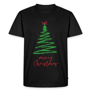 Green Christmas Tree Brush Style - Men's Premium Organic T-Shirt - black - Front - Nico (187cm)