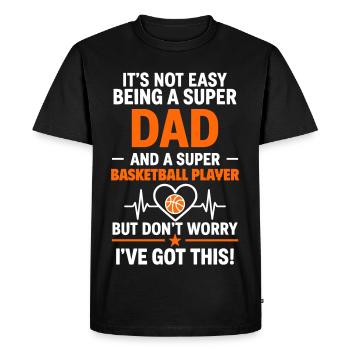 Heart + Basketball – Super Dad Basketball Player - Men's Premium Organic T-Shirt - black - Front - Nico (187cm)