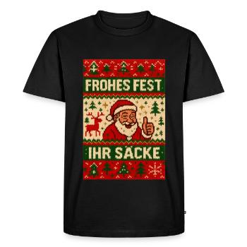 Merry Christmas, you sacks Ugly Christmas - Men's Premium Organic T-Shirt - black - Front - Nico (187cm)