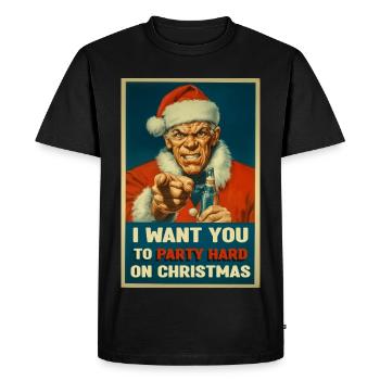 Poster vintage du Père Noël : Noël de fête - T-shirt Premium bio Homme - noir - Devant - Nico (187cm)