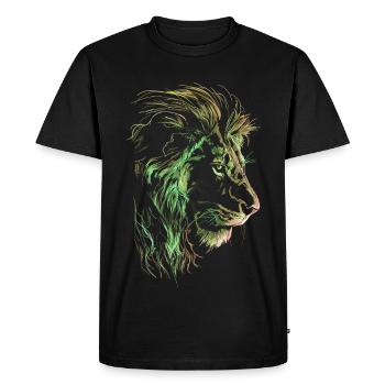 Lion Coloré Tête de Lion Néon Coloré Prédateur Art - T-shirt Premium bio Homme - noir - Devant - Nico (187cm)