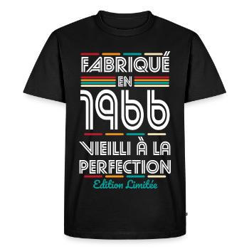 1966 – Made – Aged to perfection - Men's Premium Organic T-Shirt - black - Front - Nico (187cm)