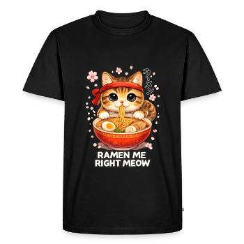 Ramen Cat - Men's Premium Organic T-Shirt - black - Front - Nico (187cm)