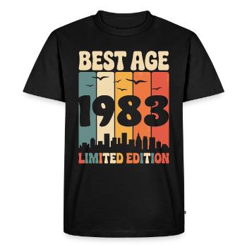 Né en 1983 - T-shirt Premium bio Homme - noir - Devant - Nico (187cm)