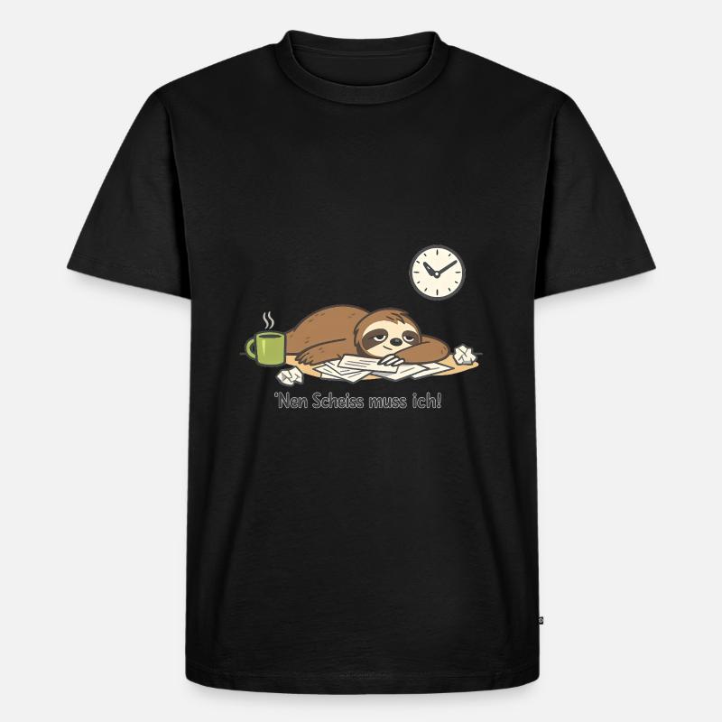 Faultier N Scheiß muss ich Homeoffice - Männer Premium Bio T-Shirt - Schwarz