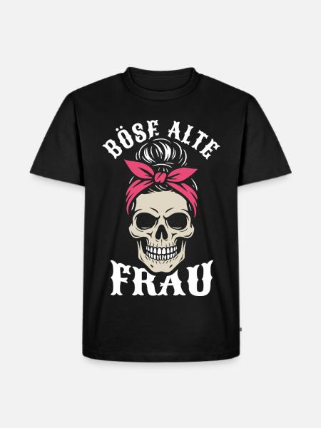 Skull Bandana Böse Alte Frau - Männer Premium Bio T-Shirt - Schwarz
