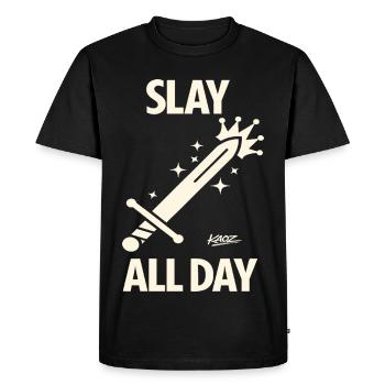 Slay All Day Sword Crown - Men's Premium Organic T-Shirt - black - Front - Nico (187cm)