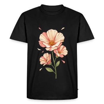 Motif de fleurs de pavots pastel - T-shirt Premium bio Homme - noir - Devant - Nico (187cm)