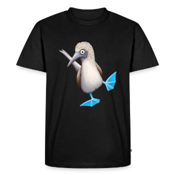 Fou à pieds bleus | Cadeau oiseau drôle - T-shirt Premium bio Homme - noir - Devant - Nico (187cm)