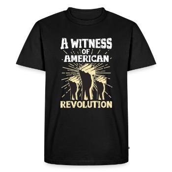 Histoire Révolution Usa - T-shirt Premium bio Homme - noir - Devant - Nico (187cm)