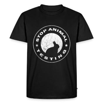 Stop animal testing - Men's Premium Organic T-Shirt - black - Front - Nico (187cm)