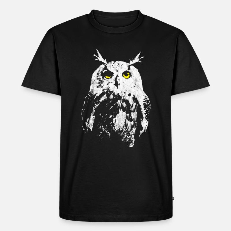 Eule - Männer Premium Bio T-Shirt - Schwarz