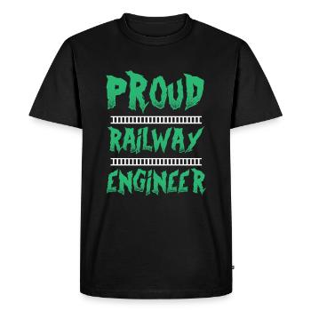 proud railway engineer - Men's Premium Organic T-Shirt - black - Front - Nico (187cm)